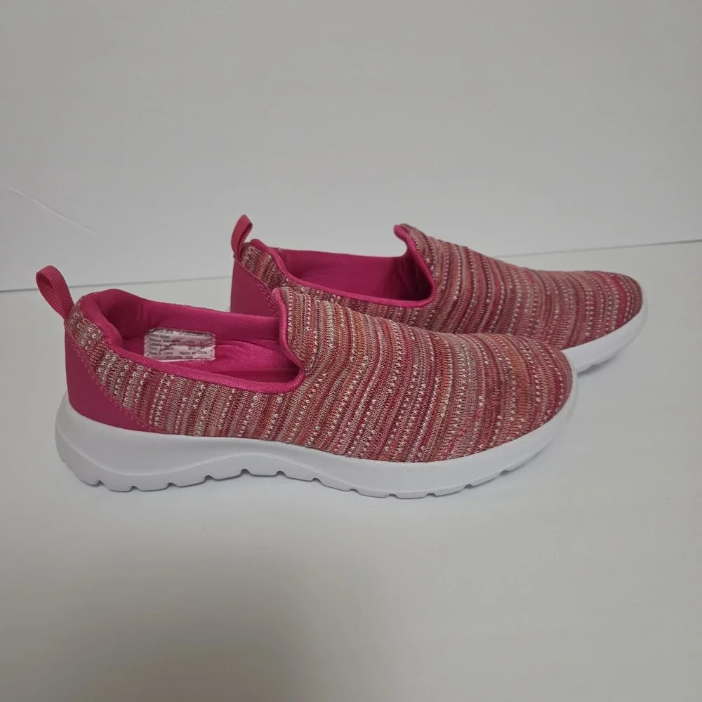 Athletic Works Comfort Fit Memory Foam Women's Slip-On Knit Sneakers Pink Size 8